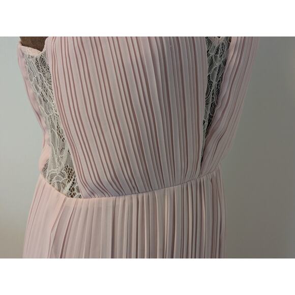 BCBGeneration Pink Lace Crinkle Pleated Chiffon Maxi Prom Formal Dress Gown Sz 6 - Picture 4 of 9